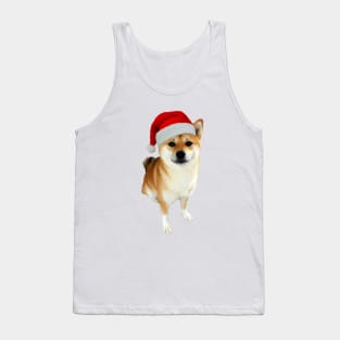 Lilly the Shiba Inu Sitting Down Christmas with Santa Hat Tank Top